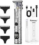 Fannas Hair Clippers for Men, Professional Hair Trimmer Barber Cordless Zero Gapped Hair Clippers with LCD Display, Mens Gifts Beard Trimmer T Liners Shavers Edgers Clipper for Hair Cutting - Silver