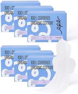 RPE Life 100% GOTS Organic Cotton Overnight Pads, Size 5, 72 Count
