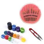 AN Sunshine Combo of Needle Compact Thread Cutter and 4 Hole Resin Button for Shirt Clothes Dresses Tailoring Material 60 Button, Color : Multicolor