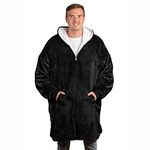 trekki Blanket Hoodie, Oversized Hoodie Blanket, Sherpa & Fleece Wearable Blanket Hoodies for Women & Men, Comfy & Fluffy Hooded Blanket, Black Hoodie, The Big Softy® (Black)