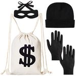 YAROMO Money Backpack Bag Robber Costume - Large Halloween Drawstring Pouch with Dollar Sign for Party Favors, White