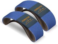 POWERTEC 443606Z-3-P2 4 x 36 Inch Zirconia Sanding Belts, 60 Grit Belt Sander Sanding Belt for Bench Sander, Belt and Disc sander, Woodworking, Metal Grinding, 6PK