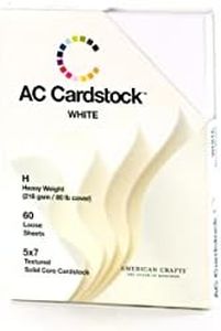 American Crafts 5 x 7-inch White AC Cardstock Pack by | Includes 60 Sheets of Heavy Weight, Textured White cardstock