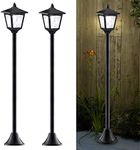 Greluna 40 Inches Mini Solar Lamp Post Lights Outdoor, Solar Powered Vintage Street Lights for Lawn, Pathway, Driveway, Front/Back Door, Pack of 2