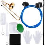 7 Pieces Trombone Care Cleaning Kit Maintenance Kit Flexible Brush Slide Grease Mouthpiece Brush Valve Cleaning Cloth Casing Brush Cleaning Rod White Gloves for Instruments