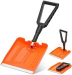 MoNiBloom Collapsible Snow Shovel 9.5 x 11 Inch PP Blade with Aluminum Edge, Bi-Folding Lightweight Snow Shovel for Camping, Backcountry, Car, and Snowmobiles