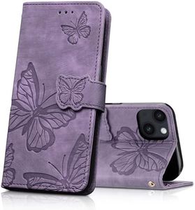 CXTCASE Case for iPhone 13 / iPhone 14, Shockproof PU Leather Magnetic Flip Case Wallet Cover with Card Slots and Stand Feature, Phone Case for iPhone 13 / iPhone 14, Purple