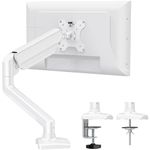 ELIVED Single Monitor Arm for Most 13-32 Inch Monitors with VESA 75x75/100x100mm up to 9KG, 360° Rotation Gas Spring Arm with C-Clamp and Grommet Base, Monitor Stand Mount, White EV004W