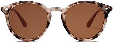 SOJOS Retro Round Polarized Sunglasses for Women Men Classic Vintage Sunnies SJ2069 with Brown Tortoise/Brown