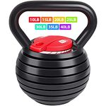 TopMade Kettlebell,Adjustable Kettlebell Weights Set Cast Iron Workout Exercise Kettle Ball Free Weight Lifting Equipment Men Women 10lb-40lb Kettlebel Sets for Home Gym Fitness Core Strength Training