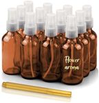 CULINAIRE 2oz Glass Spray Bottles with Gold Pen Marker, Small Fine Mist Spray Bottle, Refillable, Empty, for Hair Spray, Essential Oils, Colognes, and Hand Sanitizers, Amber, Pack of 12