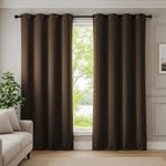 Urban Space Blackout Curtains, 7 feet Long Set of 2 Curtains, 80-85% Blackout Curtain with Eyelet and Tieback, Thermal Insulated Curtain for Living Room (Door 7 feet, Dark Brown)