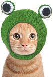 Cnorialy Pet Costume Hats Cat Dog Cute Frog Headband Hat Crochet Knitted Cap Big Eye Frog Christmas Party Cosplay for Kitten Puppy Pet Birthday Hat (Small)