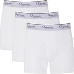 Organic Signatures 3-pack Soft Comfortable Mens 100% Organic Cotton Boxer Briefs (2X-Large, White)