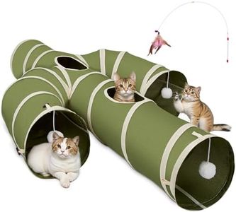 Ownpets Cat Tunnel Large 12 inch Diameter, Cactus-Shaped Cat Tunnel Toy, Sturdy Oxford Fabric Collapsible Cat Tunnels for Indoor Cats, Interactive Peek Hole Pet Tunnel Tube with Cat Wand Toy, Green