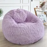 LIFEREVO Fluffy Faux Fur Bean Bag Chair Cover (No Filler), Ultra-Soft Light Purple Stuffed Animal Storage Bean Bag Cover, Anti-Slip Fuzzy Gaming Bean Bag Cover for for Kids Adults (Ombre Lavender)