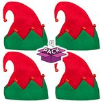 Windy City Novelties 4 Pack LED Flashins Light Up Festive Christmas Elf Hat