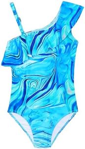 Girls' Swimwear Size 10-12 Green Scrawl Swimsuits One Piece Sleeveless Bathing Suits
