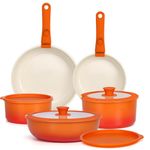 GiPP Pots and Pans Set Non Stick,11PCS Granite Nonstick Cookware Sets with Detachable Handle,Induction Kitchen Set Removable Handle,RV Cookware Set,PFAS PFOA Free,Oven Safe(Orange Gradient,11PCS)