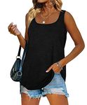 iChunhua Summer Long Vest Tank Tops for Women Square Neck Sleeveless T Shirt Black XX-Large