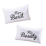 DasyFly His Hers Couples Pillowcases,2PCS Her Beast and His Beauty Pillow Case,Cute Couples Gifts Wedding Gifts V-Day Gifts for Girlfriend Boyfriend