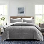 SLEEPBELLA Grey Plush Comforter Queen Size, Reversible Comforter with Grey Pineapple Fleece & 100% Faux Sherpa White Fleece, Ultra-Soft Down Alternative Bedding Set 3Pcs,(Queen, Grey)