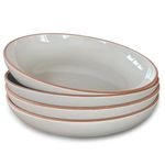 Mora Ceramic Large Pasta Bowls 30oz, Set of 4 - Serving, Salad, Dinner, etc Plate/Wide Bowl - Microwave, Oven, Dishwasher Safe Kitchen Dinnerware - Modern Porcelain Stoneware Dishes, Earl Grey