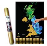 Global Walkabout Scratch Off UK Map with colours background - Deluxe Travel Size UK Map Poster - Countries and Facts - Travel Gift (Black)