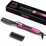 Terviiix Electric Hot Comb for Wigs, Afro Hair & Beard, Anti-Scald Pressing Comb for Natural Black Hair with Keratin & Argan Oil Infused Teeth, Temperatures Adjustable, 60 Min Auto Shut Off,Pink