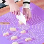 ZELKEY Silicon Fondant Rolling Mat or Silicone Baking Sheet Large with Measurements Stretchable for Kitchen Roti Chapati Cake Pad Cooking Dough Atta Kneading Big Size (Purple)