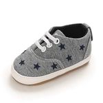 MASOCIO Baby Boy Shoes Infant Toddler First Walking Shoes Prewalker Trainers Gray Size 2 UK 3-6 Months