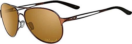 Oakley Women's Oo4054 Caveat Aviator Sunglasses, Brunette Frame/Bronze Polar Lens, 60 mm