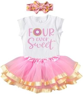 Luke and Lulu 4th Birthday Girl Outfit - Four Ever Sweet, Four Hear Me Roar, Pink - Fourth Birthday Outfit Girl