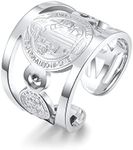 Men's St Benedict Rings Stainless Steel Saint Exorcism Ring Christian Jesus Catholic Roman Cross Demon Protection Cubic Zirconia Ghost Hunter Open Adjustable Finger Rings for Men Women Boys Fashion Gifts Bff Birthday Father's Day Wedding Engagement Jewelry, Metal, cu