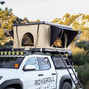 Hardshell Rooftop Tent, Pop Up Roof Top Tent for 2-3 Person, with LED Light Strip, USB Charing Station, Aluminum Telescopic Ladder, Memory Mattress, for Truck, Jeep, SUV, Van