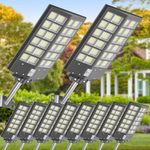 Jadisi 10-Pack Solar Parking Lot Lights,4800W Solar Street Light 480000LM Dusk to Dawn Street Lights Solar Powered, IP67 Waterproof Solar Wide Angle Lamp with Motion Sensor for Yard, Road