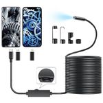 VERSAINSECT amera with Light for iPhone and Android, 1920P HD IP67 Waterproof Borescope with 8 Adjustable LED Lights, Semi-Rigid Snake Camera, 7.9mm Inspection Camera