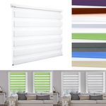 Easy Fix Zebra Roller Blind 60 x 90 cm UV Protection Straight Edge Dim-Out Roller Blind Lightweight Multiple Colours and Sizes for Home Office Window, White