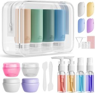 Muslish 21 Pack Travel Bottles for Toiletries, Leak-Proof TSA Compliant Silicone Travel Size Containers for Shampoo and Conditioner, BPA Free with Toiletry Bag (Green)