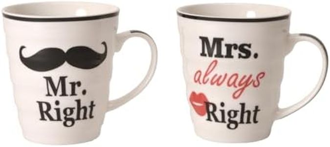 Out of the blue Tazza in Porcellana, Mr Mrs Always Right, Bianco, 2 unità (Confezione da 1)