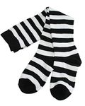 Colourful Baby World Kid Girl Fancy Dress Costume Party Stripe Over Knee High Socks Stocking Age 6-14 (UK, Age, 6 Years, 10 Years, Regular, Black-White)