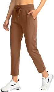 Soothfeel Women's Pants with 4 Pockets 7/8 Stretch High Waisted Sweatpants Travel Athletic Work Golf Pants for Women (Bright Brown, XXL)