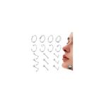 Finrezio 17Pcs G23 Titanium Nose Ring Studs 20G Pure Titanium Nose Rings Hoop Studs for Women Men 1.5mm 2mm 2.5mm CZ Heart L Shaped Hypoallergenic Titanium Nose Piercing Jewelry for Sensitive Skin