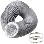 Duct Hose 4 inch by 12 feet, Abuff Flexible 4-Layers Aluminum Dryer Vent Tube Transition Duct with 2 Screw Clamps Great as HVAC Duct, Clothes Dryer Duct, Air Duct