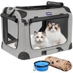 Petprsco Large Cat Carrier for 2 Cats Small Medium Dogs, Soft Pet Carrier 24x17x17 for Traveling with Warm Blanket Foldable Bowl and Washable Pad