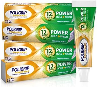 Super Poligrip Power Max Power Hold + Fresh Denture Cream, Premium Peppermint - 2.2 oz x 4