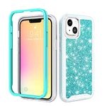 Compatible with iPhone 13 Case, Slim Fit Hybrid Glitter Bling Sparkly Case for Women Shock Protective Bumper Cover for iPhone 13 6.1-Inch 2021, Clear Glitter