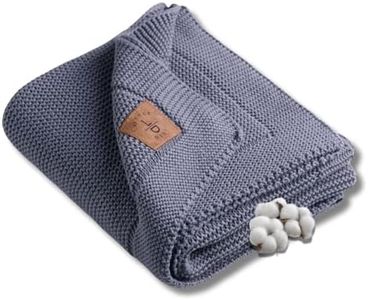 Little Dedi 100% Organic Cotton Baby Knitted Blanket for Girls/Boy Blue 30"x40"-Swaddle and Receiving Blankets Neutral-Soft Toddler, Crib, Stroller, Newborn Baby Blanket for Nursery, Made in Turkey