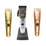 GAMMA+ X-Ergo Professional Cordless Clipper 9V Microchipped Magnetic Motor, 3 Custom Lids (Matte Chrome, Matte Gold, Matte Rose Gold)