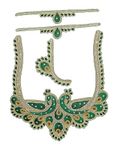 UE Maggam Work Two Peacock Design Handmade Zari Work Applique/Decorative Patches for Clothes Blouse Chaniyacholi Dresses Decoration (Rama Green)